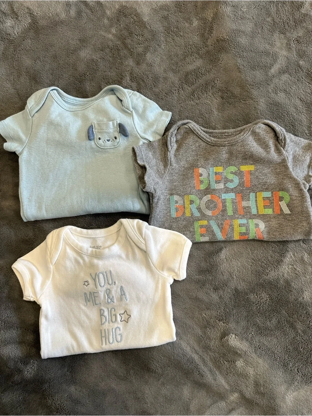 Carter's Short-Sleeve Bodysuit Set — Light Blue, White & Gray